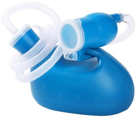 Lefeke Portable Urinal for Men, Reusable Men's Urine Bottles Spill Proof, Pee Bottle for Male 2000ml for Hospital Home Car Camping Travel 60 Long Hose with Lid(Blue)