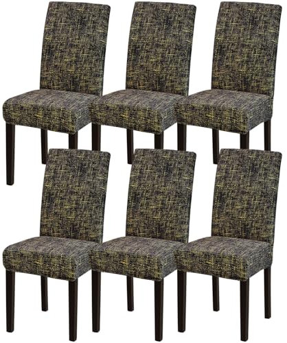 Sufdari Stuhlhussen 6er Set, Stretch Esszimmer Stuhlbezug für Esszimmerstühle, Abnehmbarer Waschbarer Spandex Stuhlüberzug für Küchenstühle,Hotel, Bankett(6 Stück，Salak)