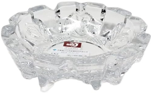 Crystal Glass Ashtray 13cm – Vintage Style Decorative Ash Tray for Home, Bar, Tabletop – Classic Heavy Cut Glass Design – Elegant Round Shape with Raised Feet (JR5133)
