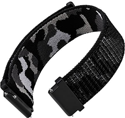 WOCCI 22mm Ajustable Nylon Correa de Reloj para Hombre y Mujer (Negro Camuflaje)