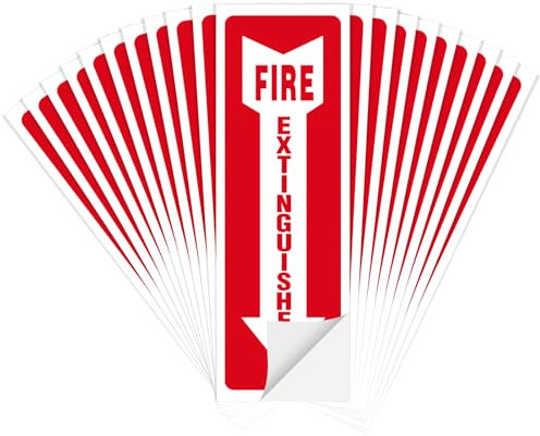 20pcs Fire Extinguisher Stickers, 4x12 Inch Self Adhesive Fire Extinguisher Sign for Business, Fire Extinguisher Inspection Tags for Home (20)