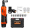 Qimu Cordless Ratchet Wrench 12V Electric Ratchet Set 3/8 Power Ratchet Wrenches with 2 Pack 1.5Ah Lithium-Ion Battery & Charger, 7 Sockets, 40N.m, LED Light, Orange