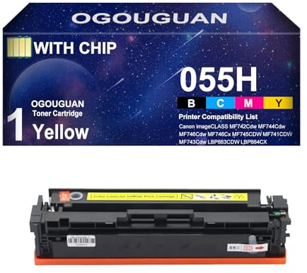 OGOUGUAN 055H CRG-055H CRG055H Kompatible Tonerkartusche für Canon i-SENSYS MF744Cdw MF742Cdw MF746Cx (1 Gelb)