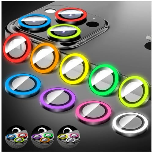 LucBuy Luminous Camera Lens Protector Compatible for iPhone 11 Pro/11 Pro Max, Bling Noctilucent Tempered Glass Camera Cover Film Stickers, Upgraded Auto-Align Anti-Scratch Alloy Rings