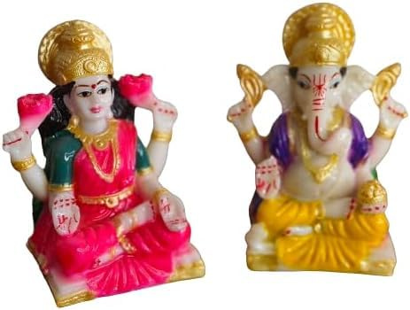 AYUSHNAIK Laxmi Ganesh Murti for Diwali Puja, Lakshmi Ganapati Murti for Home Office Diwali Decoration Items, Handmade Terracotta Clay Statue, Pooja Idols, Lakshmi Ganesha Showpiece