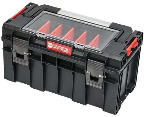 Qbrick System Werkzeugkoffer Werkzeugkasten Leer Werkzeugkiste PRO 500 Expert Schwarz Rot 450 x 260 x 240 mm