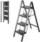 Escabeau 4 marches FOLDPACT4, Marche pied pliable, Design ultra-compact, Marches larges 17,5 cm, Acier, Etagère temporaire, Garantie 5 ans, Hostrom