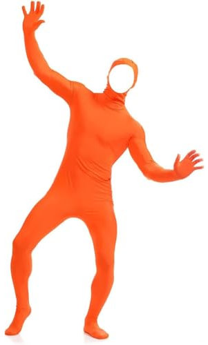 FASLOLSDP Costume de cosplay Zentai pour homme, combinaison intégrale à visage ouvert, unisexe, bas en nylon, une pièce, combinaison extensible avec capuche, Orange, M