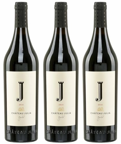 Chateau Julia Merlot rot 3x 0,75l Flasche | Trockener Rotwein aus Griechenland | Costa Lazaridi | 14,5% Vol. | +20ml Jassas Olivenöl