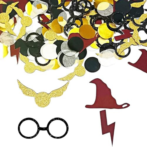 Harry Geburtstags Deko,Party Konfetti Geburtstag Wizard Tischdeko Wizards Streudeko Geburtstagsdeko,Schwarz Gold Confetti Magische Theme Supplies für Hochzeit (Braun)