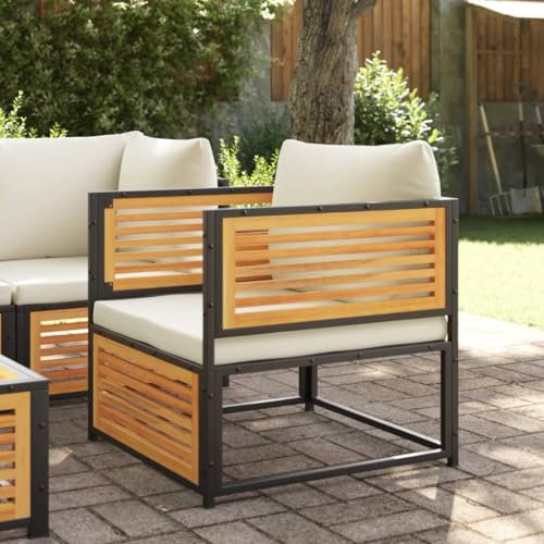 Myheimly Gartensessel mit Kissen Massivholz Akazie Creme Sessel 3033679de