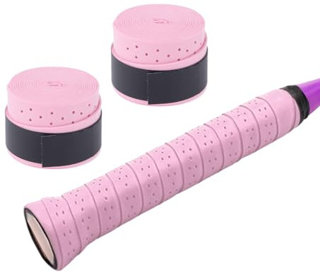 CAPASTEC 2 Pièces Ruban De Grip De Raquette De Tennis, Ruban De sur-Grip De Raquette De Tennis Sec, Grip Absorbant Anti-Dérapant, Ruban De sur-Grip De Raquette Respirant, Rose Clair