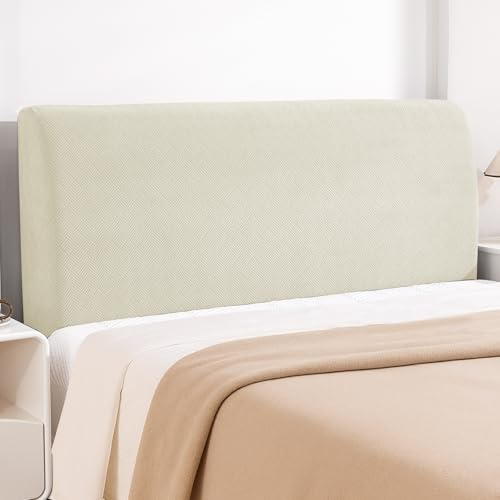 YSTELLAA Bett Kopfteil Bezug, 180CM, Weicher Stretch Bettkopfteil Bezug, Headboard Cover Staubdicht Kratzfester, Abnehmbarer Kopfteilbezug Bett Waschbar, Kopfteil Husse, Beige