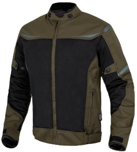 Moore I Chaqueta de Moto Air, Oliva/Negro – Alta Ventilación, Protecciones CE, Diseño Deportivo (FR/ES, Letras, L, Regular, Regular, Oliva y Negro)