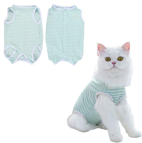 Katzenbody nach OP, Professioneller Erholungsanzug für Katzen nach Operationen, Postoperative Katzenkleidung für Bauchwunden, Anti-Leck-Anzug nach Kastration, Alternative zum E-Halsband (Grün, XS)