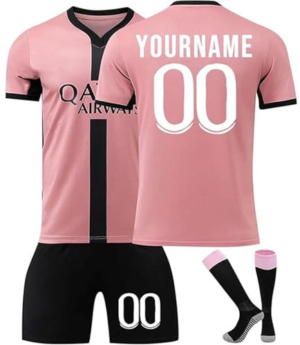 Maillot De Foot Personnalisé Enfant Et Adultes avec Nom Numéro De L'Équipe, Tenue De Sport Homme Garçon Cadeau Vêtements De Football Strips Tee Shirt Personnalisable Short avec Chaussette