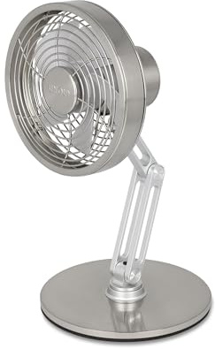 Unold STEEL FLEX Akku Ventilator 86705 | leise & kabellos – Tischventilator aus Edelstahl, 12h Laufzeit, USB-C, 3 Stufen, 360° drehbar – Mini Ventilator für Büro, Homeoffice & Camping