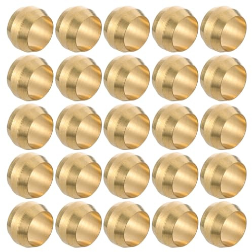 ANDRESLAD 25 Pièces Manchons de Compression en Laiton pour Raccords de Tuyauterie, Renforcement et Prévention des Dommages, Accessoires pour Connecteur Huile