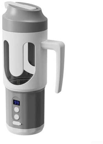 Small-Sized Juicer Cup With Integrated Juice-Pulp Separator And Cordless Charging Capability(Dual- Gray)