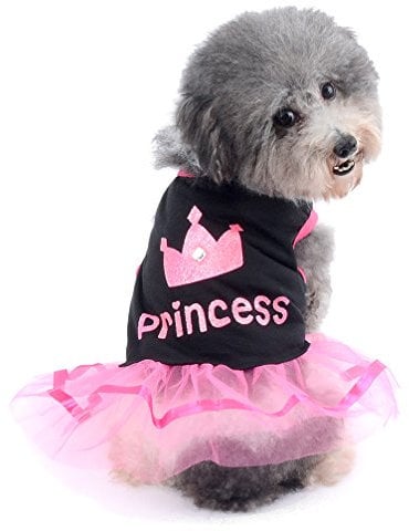 Ranphy Small Dog Cat Skirt Chihuahua Clothes for Girls Crown Princess Dress Puppy Shirt Summer Clothing,Pink and White XS