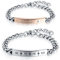 Cupimatch Paar Armband Edelstahl Panzerarmband mit römische Ziffern Zirkonia Panzerkette Freundschaftsarmband Armreif silber rosegold Geschenk