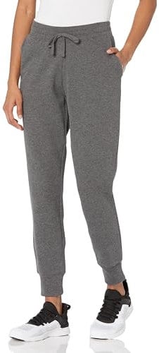 Amazon Essentials Damen Fleece-Jogginghose Mit Bündchen (In Übergrößen Erhältlich), Dunkelgrau Meliert, M