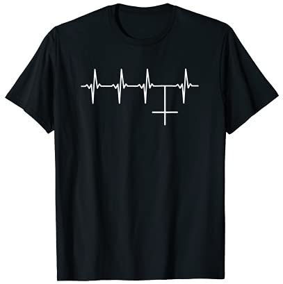 Umgedrehtes Kreuz Black Metal Shirt Herzschlag lustig