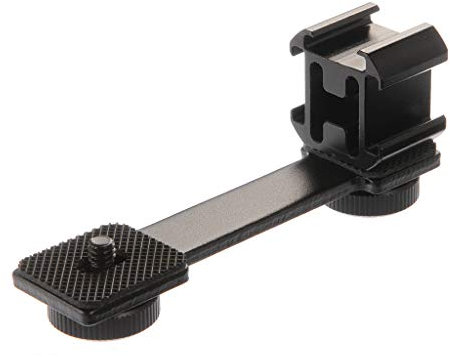 Fotga Triple Cold Shoe Mount Converter Microfono Stand e Led Video Light Extension Staffa di supporto compatibile per DJI OSMO Mobile 2 Zhiyun Smooth 4/Feiyu Vimble 2 Stabilizzatore Gimbal Rig