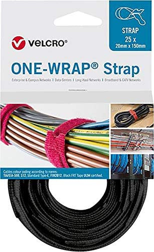 Velcro® One Wrap® Strap Cable Ties 20 mm x 330 mm Pack of 25 Black