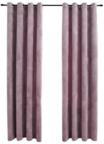 vidaXL 2X Tende Oscuranti con Anelli Classici Eleganti Moderne Tendaggi Casa Rivestimento Finestre Privacy in Metallo e Velluto 140x245cm Rosa Antico