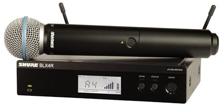 Shure BLX24R/B58 UHF Wireless Microphone System - Perfect for Church, Karaoke, Vocals - 14-Hour Battery Life, 300 ft Range | BETA 58A Handheld Vocal Mic, Single Channel Rack Mount Receiver | J11 Band