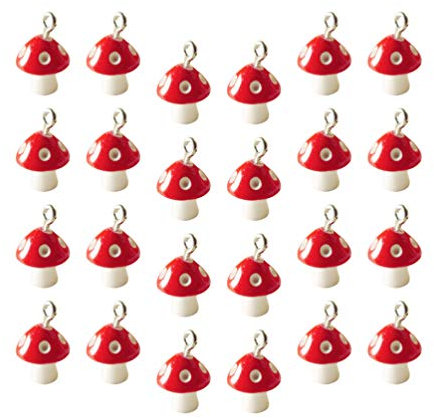 EXCEART 12MM Pilz Charms Anhänger Harz Pilz Schmuckanhänger Halloween Halskette Armband Anhänger für DIY Basteln Handwerk Ohrringe Schmuckherstellung Zubehör Rot 30 Stück