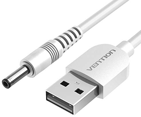 Yangers USB to dc 3.5mm x 1.35mm 5v 1a 2a power supply adapter barrel plug charging extension cable lead for camera TV box speaker (0.8m, White)