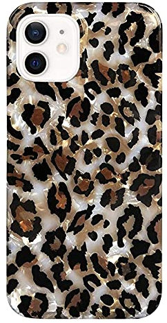J.west Case Compatible with iPhone 11 6.1-inch, Luxury Sparkle Translucent Clear Leopard Cheetah Print Pearly Design Soft Silicone Slim TPU Protective Phone Case Cover for Girls Women (Bling)