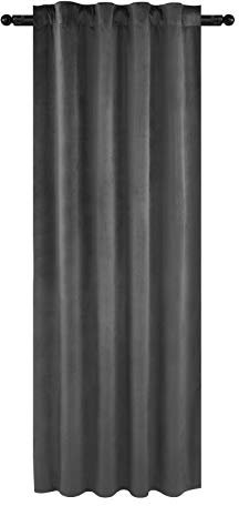 WOLTU 2 Stücke Samtvorhänge, für Schlafzimmer Wohnzimmer, Verdunklungsvorhang mit Kräuselband Thermogardine, 300 g/m² Schwere Samtige, 140 x 225 cm, Grau