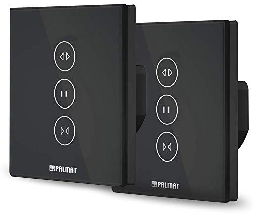 PALMAT Wlan Schalter für Rollladen Control Plus – Ideal für Jalousien und automatische Türen, Sprachsteuerung für motorisierte Türen, Kompatibel mit Alexa y Google Home (2 Stück, Schwarz)