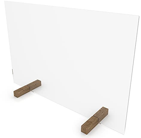 nattmann Spuckschutz NATURE ohne Durchreiche Trennwand Thekenaufsatz (70x50cm (BxH), Standfüße: Echtholz Eiche)