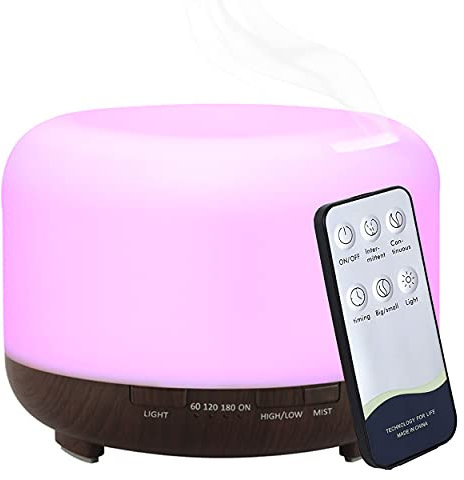 Hantoc Aroma Diffuser 450ML, Luftbefeuchter Ultraschall Vernebler mit Timer Ultraschall Aromatherapie Diffusor mit 7 Farben LED Wasserlose Abschaltautomatik für Schlafzimmer, Büro, Yoga, Spa