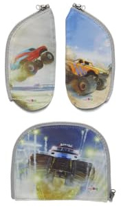 ergobag Zippies Cartrucks - Bunt | 3-teiliges Schulranzen-Zubehör-Set für Kinder, Jungen und Mädchen zur individuellen Gestaltung des Schulranzens