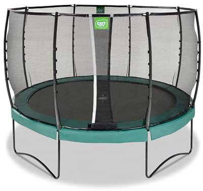 EXIT Toys Allure Premium Rundes Trampolin - ø366cm - Extra Lange Federn für erfahrene Springer - Mit Fußschutzsystem - Premium-Sicherheitsnetz - Wasserabweisend - Starkes Trampolin - Grün