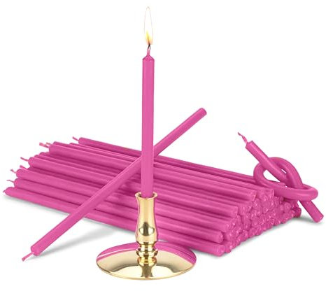 NKlaus - Bougeoir avec Bougies Roses sans suie L 16cm Cire de Paraffine 40011