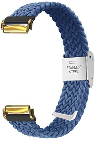 AireWiki Nylon Armband Kompatibel mit Fitbit Luxe Armband Keine Lücke Für Herren Damen Sport Stoff Ersatzband mit Uhrenarmband Für Fitbit Luxe (blau,Gold Verbinder)