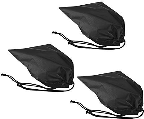 Fybida Nylon Drawstring Storage Bag, 3Pcs Waterproof Drawstring Bag Cinch Stuff Pouch for Gym, Sports, Luggage, Storage, Travel, Lightweight, Foldable, Dust-proof, 27 * 34cm (Black)