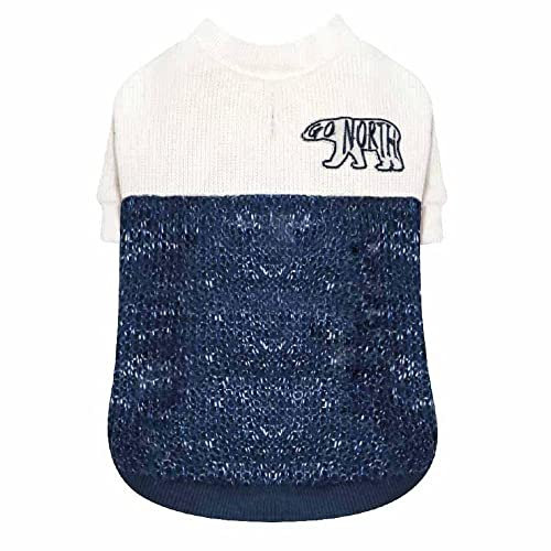 Croci Go North Blauer Hundepullover, Rückengröße 25 cm, verstellbar, mit Loch für Leine und Geschirr, Blaue und weiße Farbe