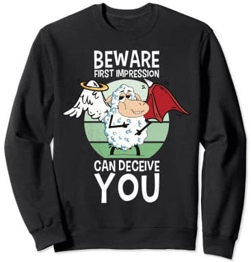 Schaf als Engel. Achtung! Der erste Eindruck kann täuschen. Sweatshirt