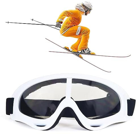 DDKY 1 Artikel ski brille, Skibrille, Ski Snowboard Brille, UV-Schutz Goggle, Motocross Brille Helmkompatible, Anti-Fog Skibrille für Skifahren Motorrad Fahrrad Skaten-Schwarz (1)