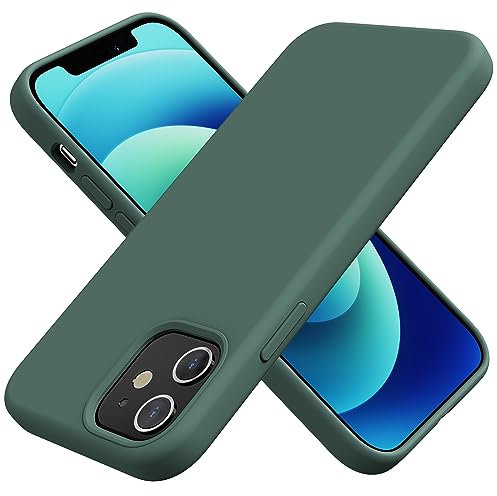 TAXXOE Silicone Case Compatible with iPhone 12 Case/12 pro case Soft Ultra Slim Protective Shockproof Liquid Silicone Phone Case,Anti-Scratch Microfiber Lining, 6.1 Pine Green