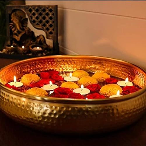 TreegoArt Bol rond traditionnel martelé pour pot-pourri urli décoratif doré (30,5 cm).