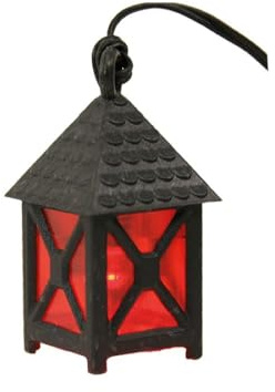 FADEDA Laterne rot, 4-eckig, 3,5V, LED/Höhe: 4cm/handbemalt/detailgetreue Krippen Figuren - Weihnachten Tisch Dekoration Krippe Zubehör