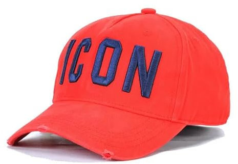 Icon Kappe mit Schirm Hip Hop Baseballmütze Herren BaseballmützeHerren Womens Baseballkappen Baumwollkappe Männer Frauen Stickerei Design Hut Papa Hüte-Rot-Einstellbar